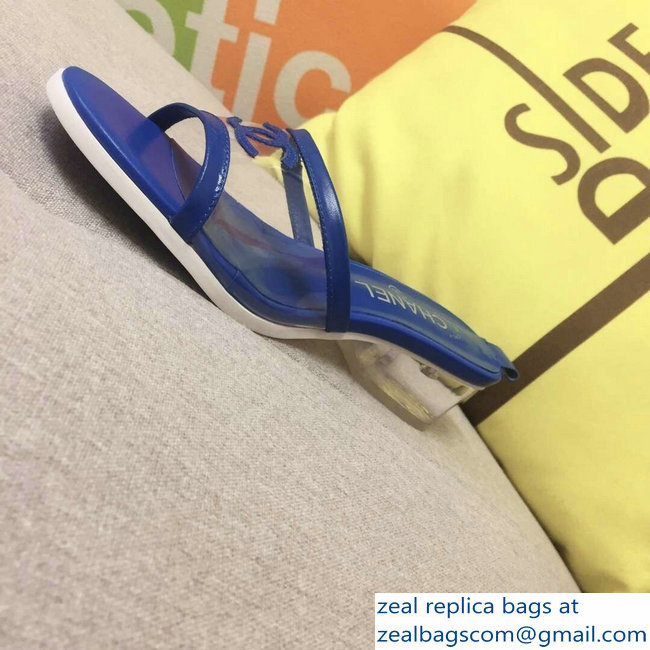 Chanel Heel 4.5cm PVC and Lambskin Mules G34849 Transparent Blue 2019