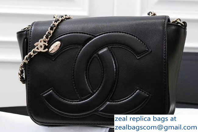 Chanel Lambskin CC Logo Flap Bag AS0321 Black 2019