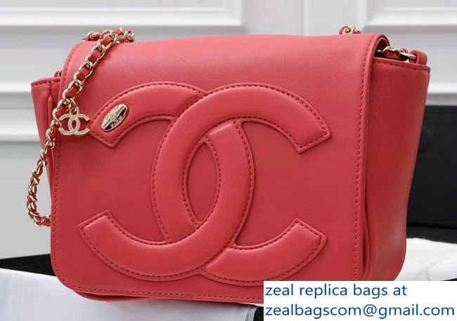 Chanel Lambskin CC Logo Flap Bag AS0321 Dark Pink 2019