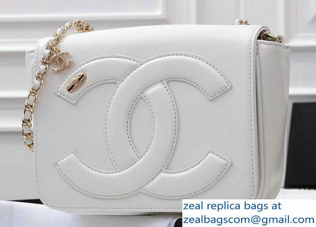 Chanel Lambskin CC Logo Flap Bag AS0321 White 2019