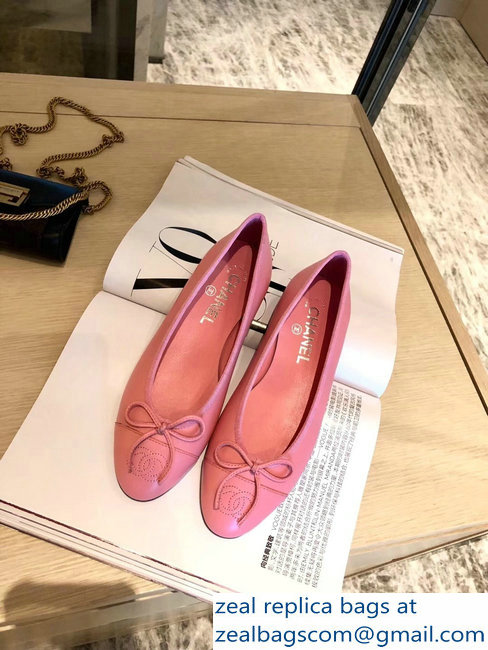 Chanel Lambskin Classic Bow Ballerinas Flats Dark Pink