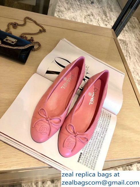 Chanel Lambskin Classic Bow Ballerinas Flats Quilting Dark Pink