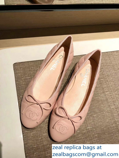 Chanel Lambskin Classic Bow Ballerinas Flats Quilting Nude