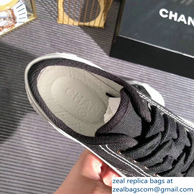 Chanel Logo Sneakers G34760 Fabric Black 2019 - Click Image to Close