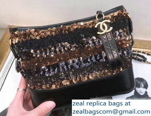 Chanel Sequins Gabrielle Small Hobo Bag A91810 Black/Gold 2019