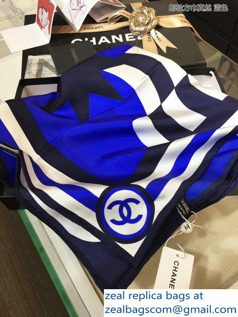 Chanel Square Scarf 90x90cm AA0043 Blue 2019