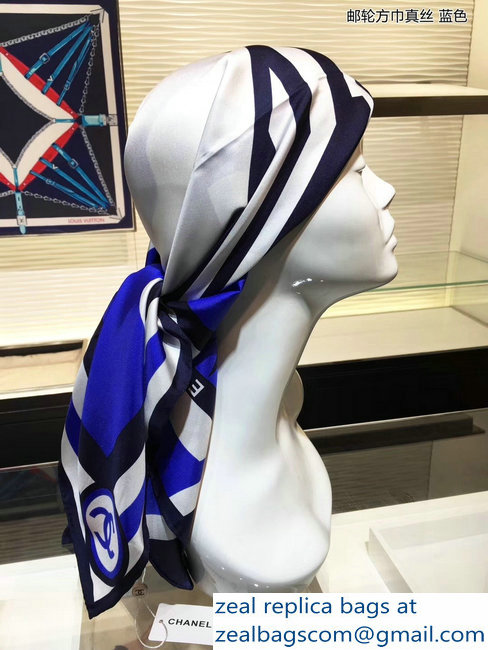 Chanel Square Scarf 90x90cm AA0043 Blue 2019