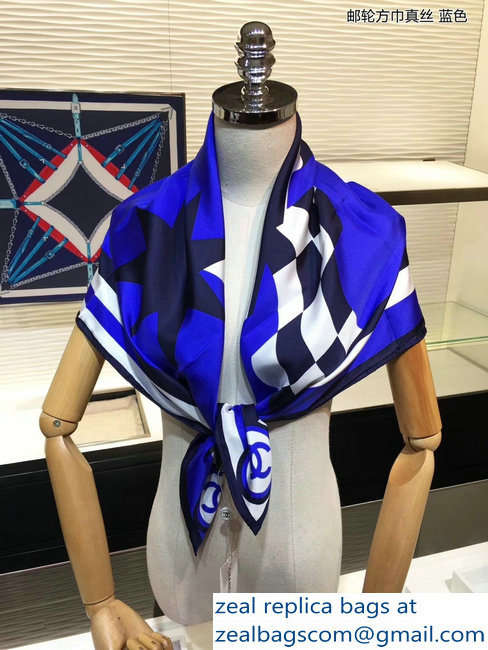 Chanel Square Scarf 90x90cm AA0043 Blue 2019