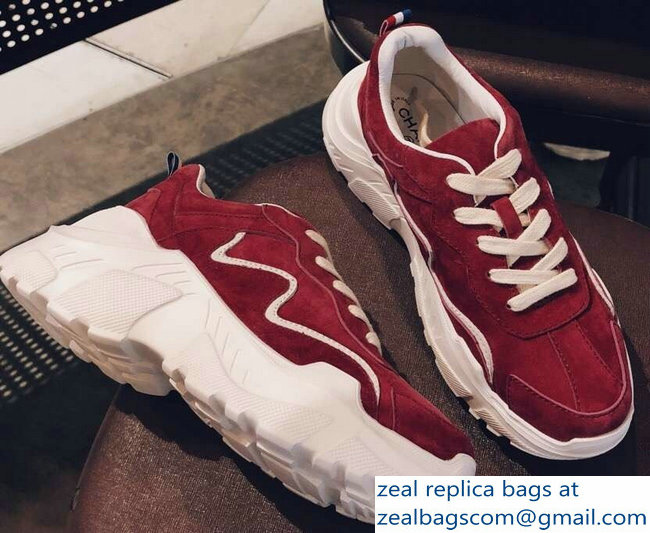 Chanel Suede Leather Sneakers Date Red 2019