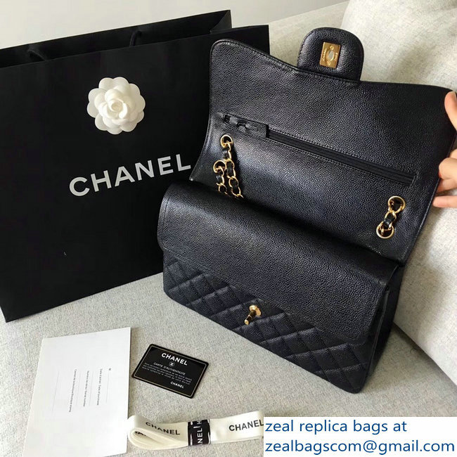 Chanel original quality Caviar Classic jumbo Flap Bag 1113 black with gold Hardware