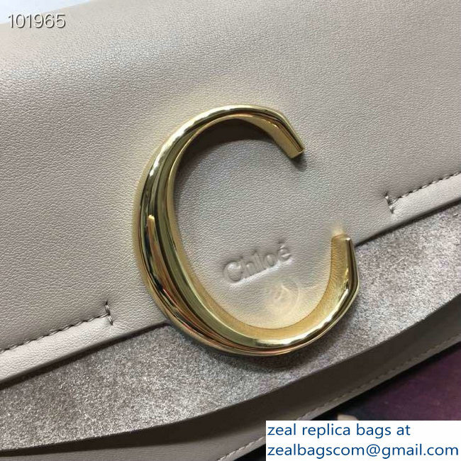 Chloe C Clutch with Chain Bag Gray In Shiny and Suede Calfskin 2019 - Click Image to Close