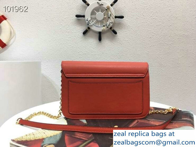 Chloe C Clutch with Chain Bag Red In Shiny and Suede Calfskin 2019