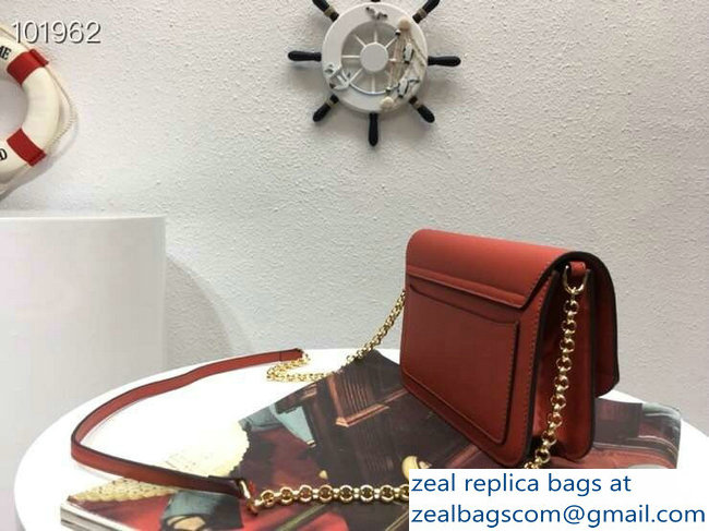 Chloe C Clutch with Chain Bag Red In Shiny and Suede Calfskin 2019