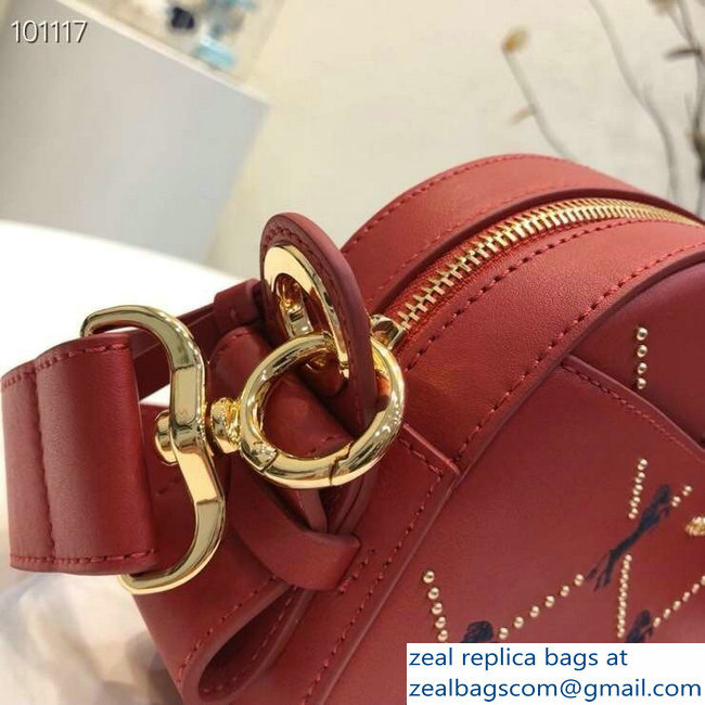 Chloe Embroidered Horses and Studs Mini Signature Bag Red 2019 - Click Image to Close
