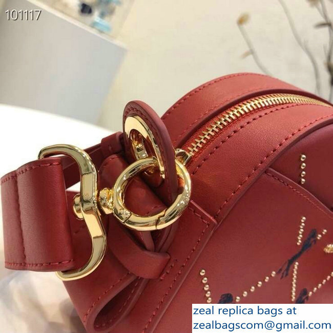 Chloe Embroidered Horses and Studs Mini Signature Bag Red 2019