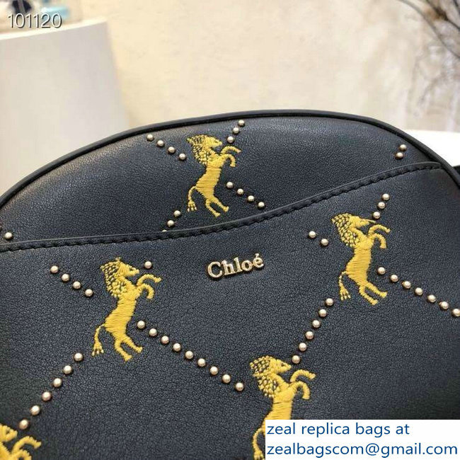 Chloe Embroidered Horses and Studs Signature Belt Bag Black 2019