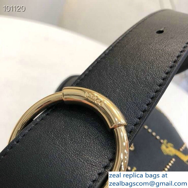 Chloe Embroidered Horses and Studs Signature Belt Bag Black 2019