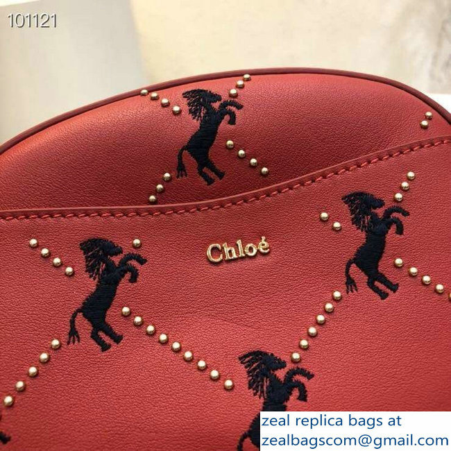 Chloe Embroidered Horses and Studs Signature Belt Bag Red 2019 - Click Image to Close