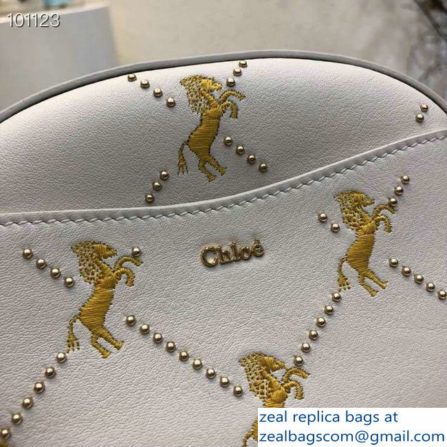 Chloe Embroidered Horses and Studs Signature Belt Bag White 2019