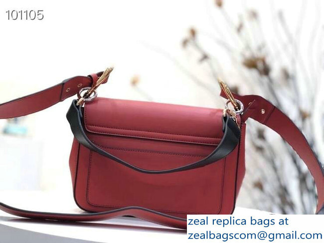 Chloe Small C Double Carry Bag Red In Shiny and Suede Calfskin 2019 - Click Image to Close