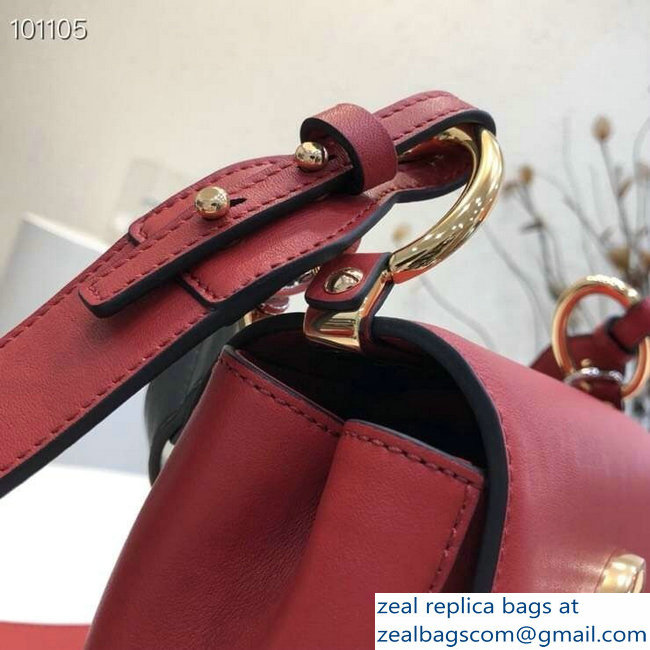 Chloe Small C Double Carry Bag Red In Shiny and Suede Calfskin 2019 - Click Image to Close