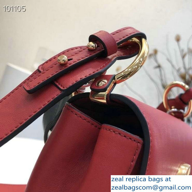 Chloe Small C Double Carry Bag Red In Shiny and Suede Calfskin 2019