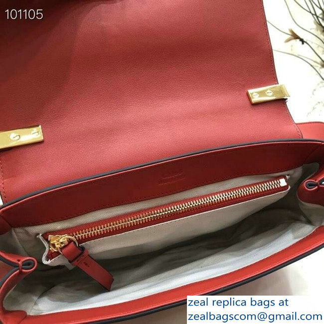 Chloe Small C Double Carry Bag Red In Shiny and Suede Calfskin 2019