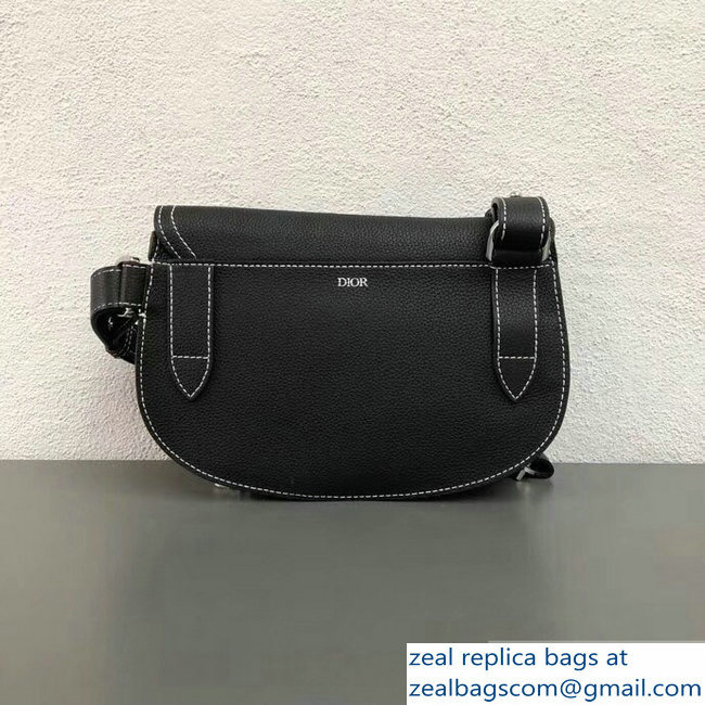 Dior DIOR X KAWS Grained Calfskin Pouch Saddle Shoulder Bag Black 2019