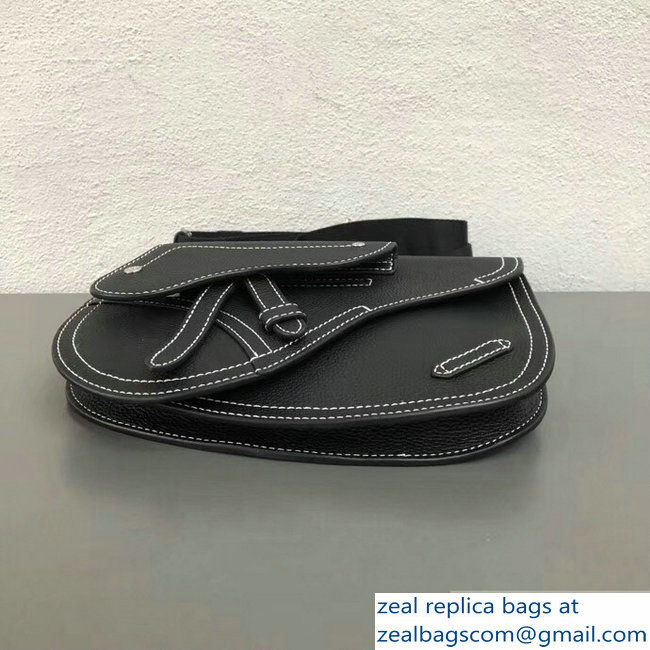 Dior DIOR X KAWS Grained Calfskin Pouch Saddle Shoulder Bag Black 2019