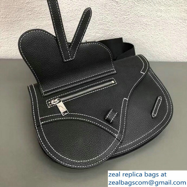 Dior DIOR X KAWS Grained Calfskin Pouch Saddle Shoulder Bag Black 2019