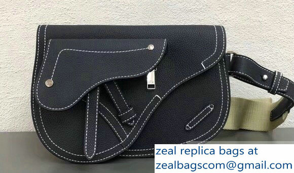 Dior DIOR X KAWS Grained Calfskin Pouch Saddle Shoulder Bag Navy Blue 2019 - Click Image to Close