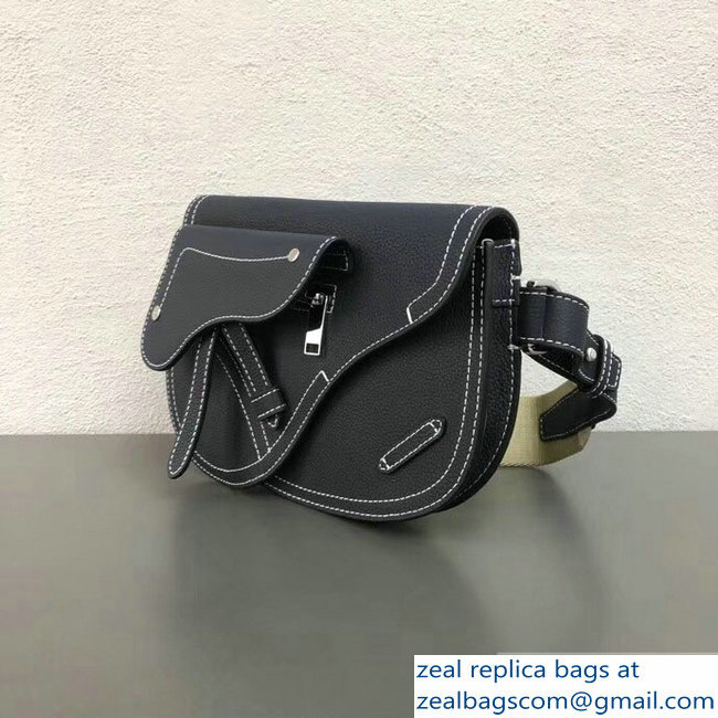 Dior DIOR X KAWS Grained Calfskin Pouch Saddle Shoulder Bag Navy Blue 2019