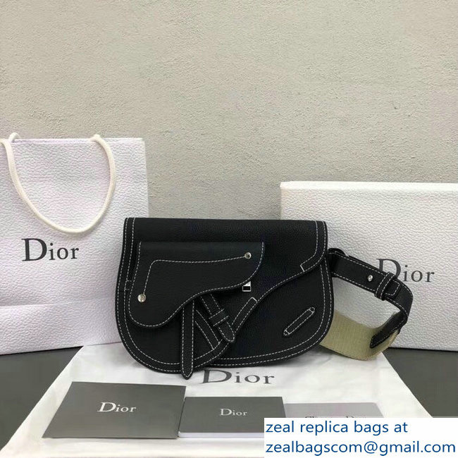 Dior DIOR X KAWS Grained Calfskin Pouch Saddle Shoulder Bag Navy Blue 2019