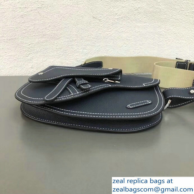 Dior DIOR X KAWS Grained Calfskin Pouch Saddle Shoulder Bag Navy Blue 2019