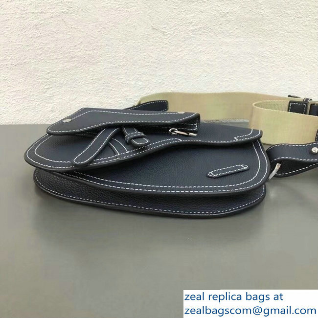Dior DIOR X KAWS Grained Calfskin Pouch Saddle Shoulder Bag Navy Blue 2019