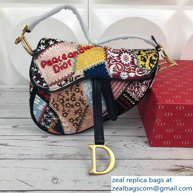 Dior Earth Embroidered Medium Saddle Bag