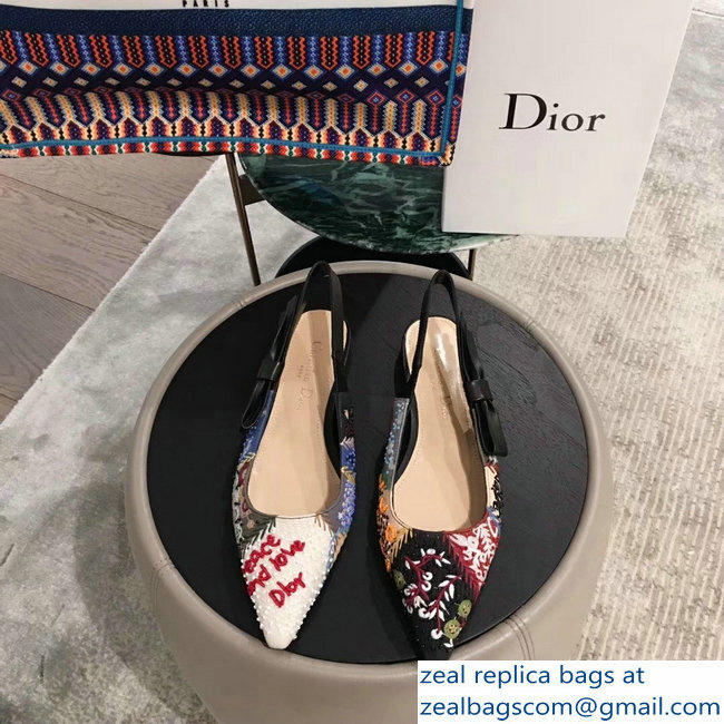Dior Embroidered Slingback Ballet Flat Pumps Shoe 2019