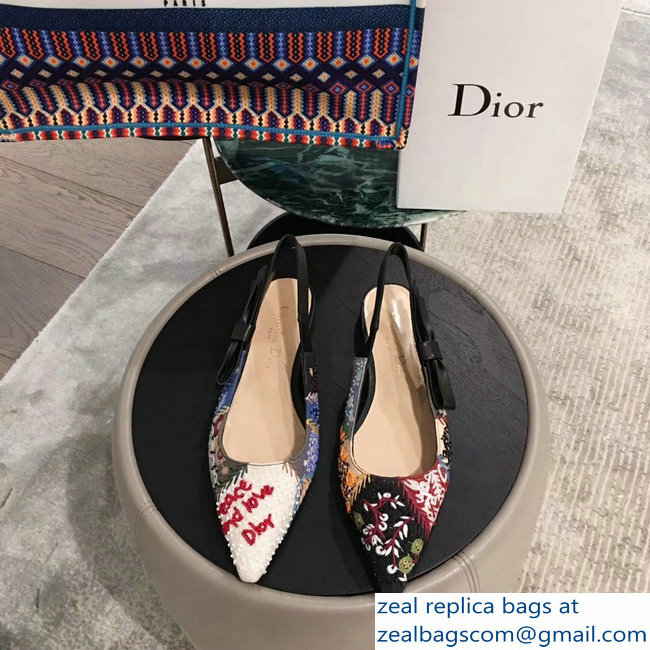 Dior Embroidered Slingback Ballet Flat Pumps Shoe 2019 - Click Image to Close