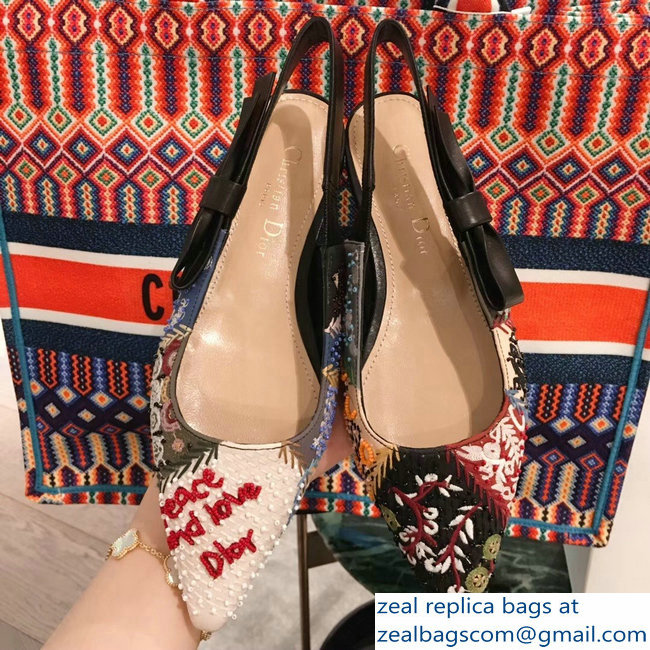 Dior Embroidered Slingback Ballet Flat Pumps Shoe 2019