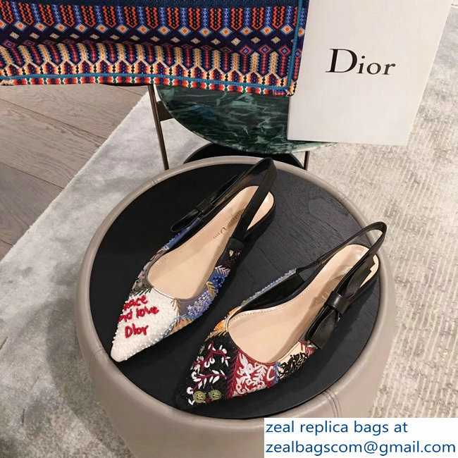 Dior Embroidered Slingback Ballet Flat Pumps Shoe 2019 - Click Image to Close