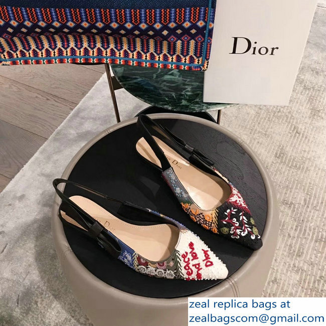 Dior Embroidered Slingback Ballet Flat Pumps Shoe 2019