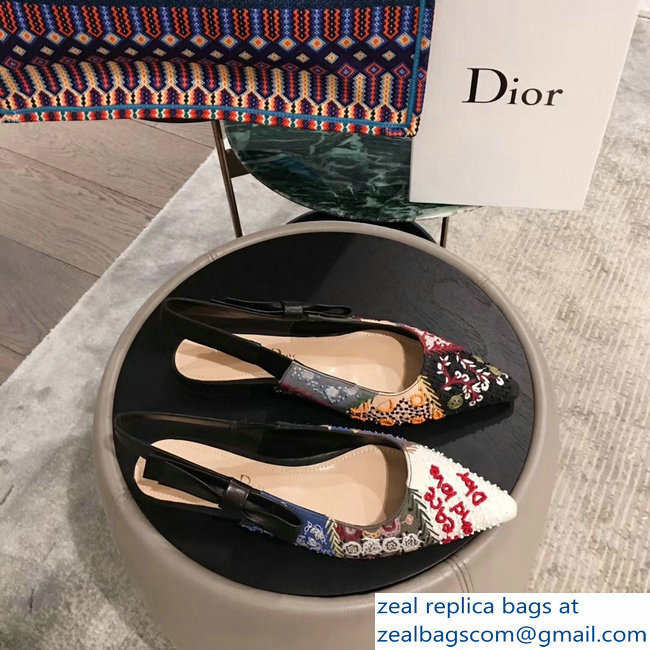 Dior Embroidered Slingback Ballet Flat Pumps Shoe 2019
