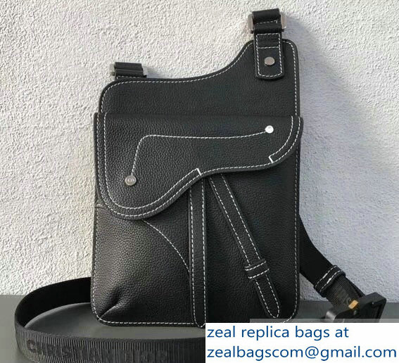 Dior Grained Calfskin Saddle Messenger Bag Black 2019