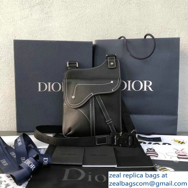 Dior Grained Calfskin Saddle Messenger Bag Black 2019