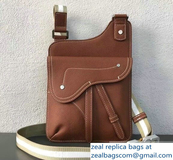 Dior Grained Calfskin Saddle Messenger Bag Brown 2019
