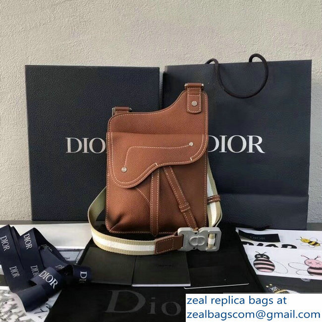 Dior Grained Calfskin Saddle Messenger Bag Brown 2019