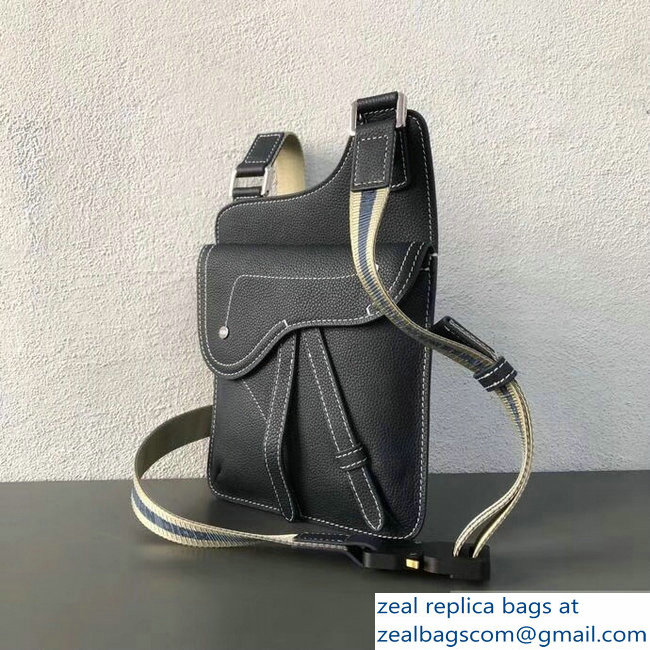Dior Grained Calfskin Saddle Messenger Bag Navy Blue 2019 - Click Image to Close