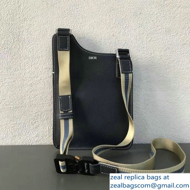 Dior Grained Calfskin Saddle Messenger Bag Navy Blue 2019