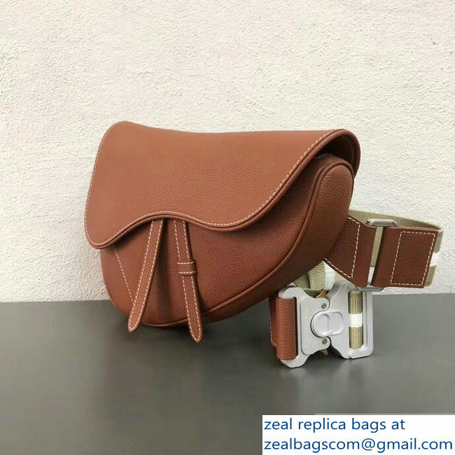 Dior Grained Calfskin Saddle Shoulder Belt Bag Brown 2019