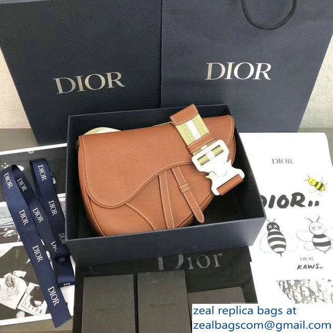 Dior Grained Calfskin Saddle Shoulder Belt Bag Brown 2019